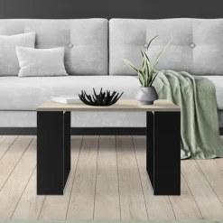 Couchtisch 65x65x40 cm Eiche-Optik/Schwarz ML-Design