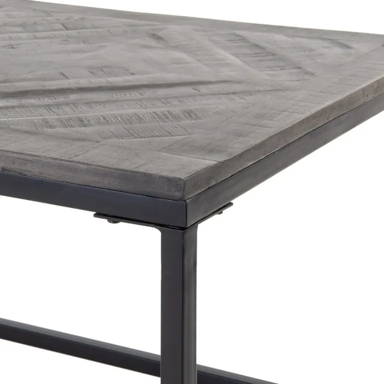 Couchtisch 120x60x46 cm Grau aus Metall und Mangoholz WOMO-Design