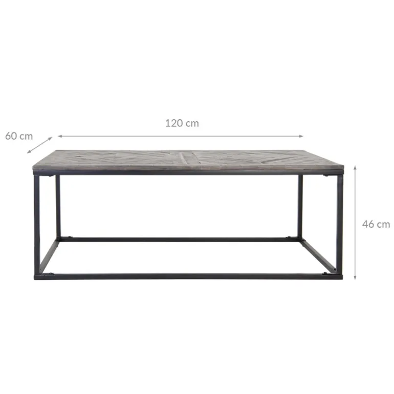 Couchtisch 120x60x46 cm Grau aus Metall und Mangoholz WOMO-Design