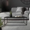 Couchtisch 110x39,5x59 cm Schwarz aus Metall ML-Design