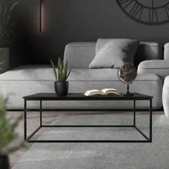 Couchtisch 110x39,5x59 cm Schwarz aus Metall ML-Design