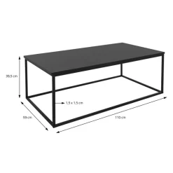 Couchtisch 110x39,5x59 cm Schwarz aus Metall ML-Design