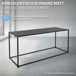 Couchtisch 110x40x50,5 cm Schwarz aus Metall ML-Design