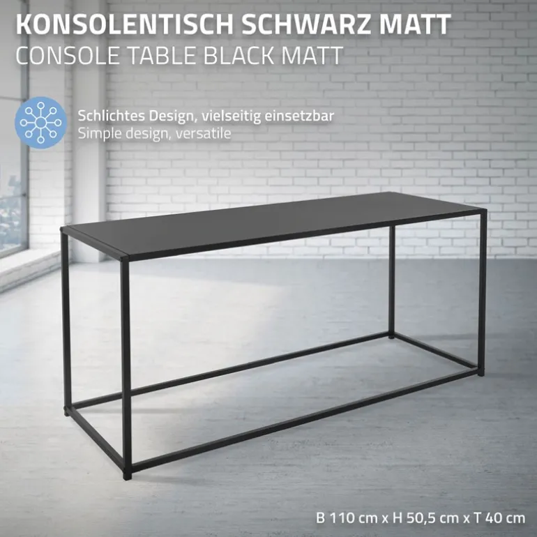 Couchtisch 110x40x50,5 cm Schwarz aus Metall ML-Design