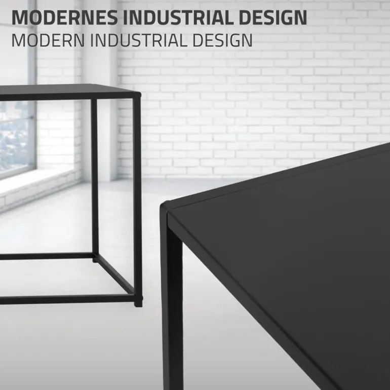 Couchtisch 110x40x50,5 cm Schwarz aus Metall ML-Design
