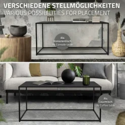 Couchtisch 110x40x50,5 cm Schwarz aus Metall ML-Design