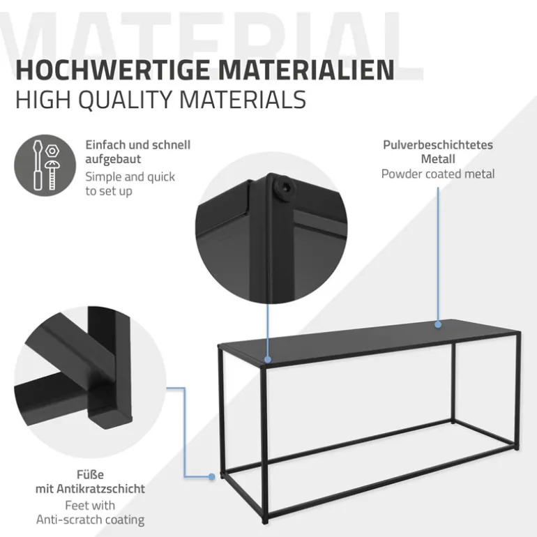 Couchtisch 110x40x50,5 cm Schwarz aus Metall ML-Design