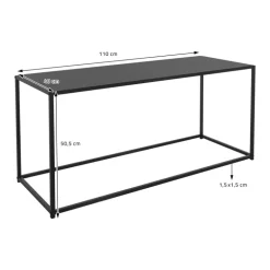 Couchtisch 110x40x50,5 cm Schwarz aus Metall ML-Design