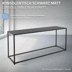 Couchtisch 115x32x50,5 cm Schwarz aus Metall ML-Design