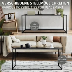 Couchtisch 115x32x50,5 cm Schwarz aus Metall ML-Design
