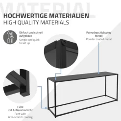 Couchtisch 115x32x50,5 cm Schwarz aus Metall ML-Design