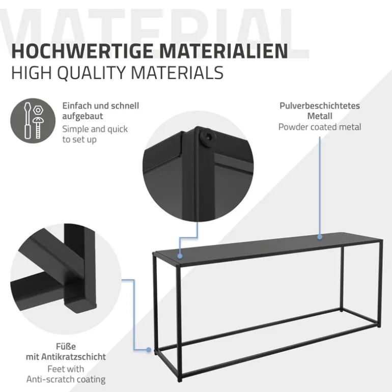 Couchtisch 115x32x50,5 cm Schwarz aus Metall ML-Design