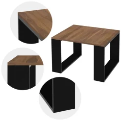 Couchtisch 65x65x40 cm Walnuss/Schwarz ML-Design