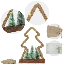 Deko LED Weihnachtsbaum aus Juteseil Standfigur 30 cm warmweiß mit Timerfunktion