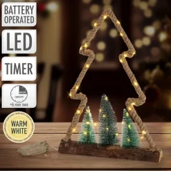 Deko LED Weihnachtsbaum aus Juteseil Standfigur 45 cm warmweiß mit Timerfunktion