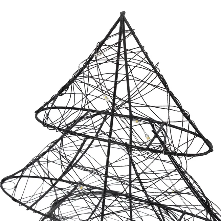 Deko Weihnachtsbaum mit 20 warmweißen LEDs Schwarz aus Metall