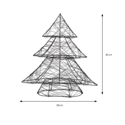 Deko Weihnachtsbaum mit 20 warmweißen LEDs Schwarz aus Metall