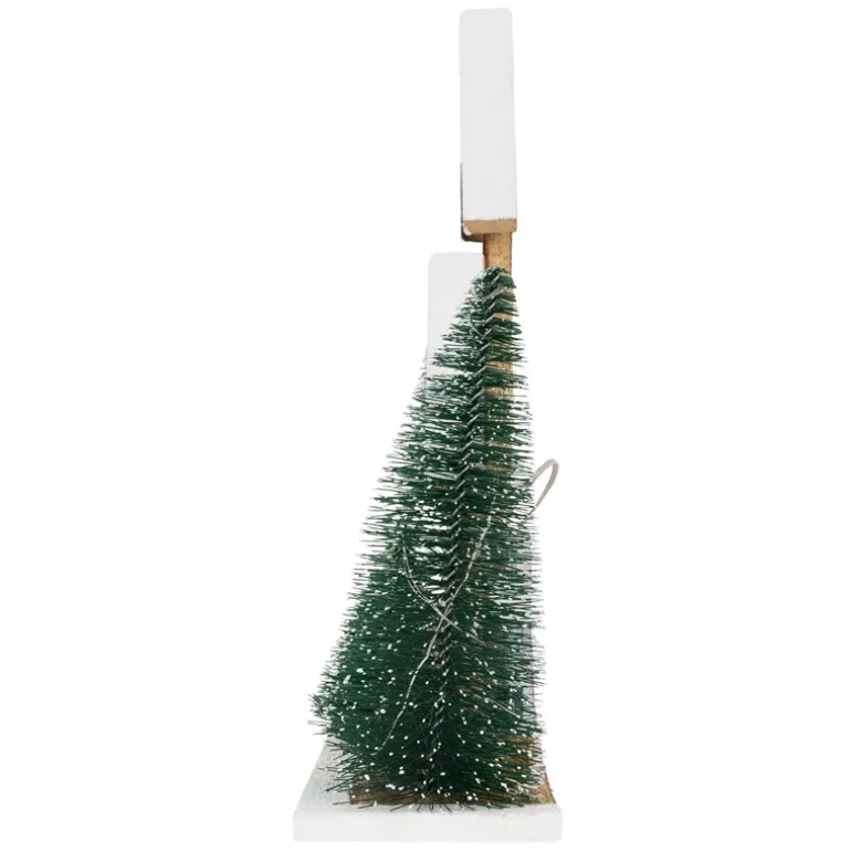 Deko Weihnachtshaus 30cm schneebedeckt mit warmweißen LED-Beleuchtung batteriebetrieben inkl. Timer aus Holz