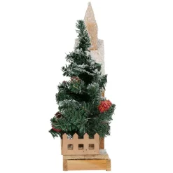 Deko Weihnachtshaus schneebedeckt mit LED Beleuchtung 44 x 27 cm aus Holz