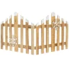 Deko Weihnachtszaun mit LED Natur 77x38 cm aus Holz Timer