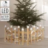 Deko Weihnachtszaun mit LED natur 98x39 cm aus Holz inkl. Vogelhäuschen