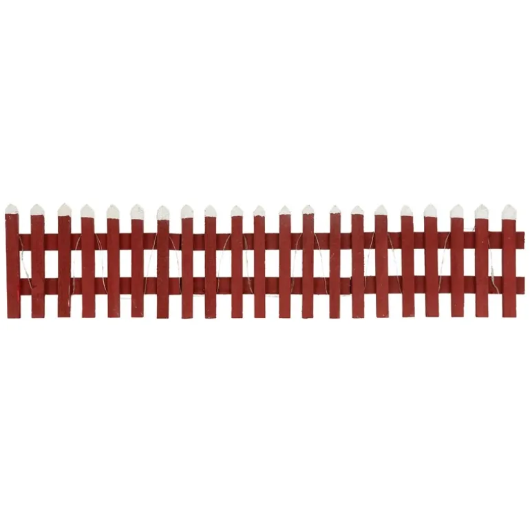 Deko Weihnachtszaun mit LED Rot 90x21 cm aus Holz