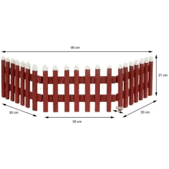 Deko Weihnachtszaun mit LED Rot 90x21 cm aus Holz