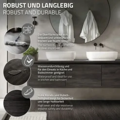 Deluxe PVC Klebevinylboden für 2,23 m² Eiche Dunkelgrau 2 mm dick ML-Design