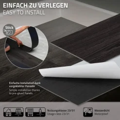 Deluxe PVC Klebevinylboden für 2,23 m² Eiche Dunkelgrau 2 mm dick ML-Design