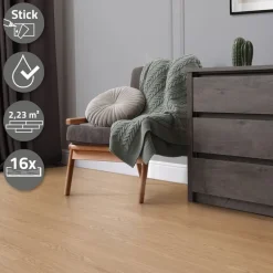 Deluxe PVC Klebevinylboden für 2,23 m² Eiche Sundance 2 mm dick ML-Design
