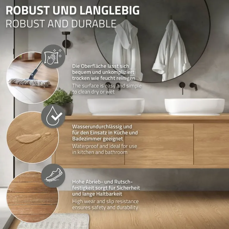 Deluxe PVC Klebevinylboden für 2,23 m² Eiche Sundance 2 mm dick ML-Design