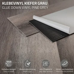 Deluxe PVC Klebevinylboden für 2,23 m² Kiefer Grau 2 mm dick ML-Design