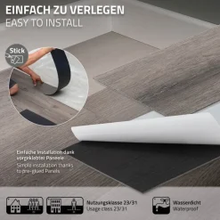 Deluxe PVC Klebevinylboden für 2,23 m² Kiefer Grau 2 mm dick ML-Design