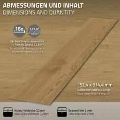Deluxe PVC Klebevinylboden für 2,23 m² Natur Eiche 2 mm dick ML-Design