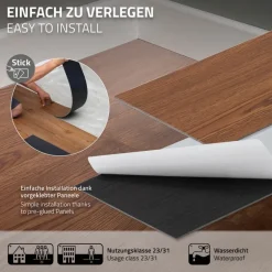 Deluxe PVC Klebevinylboden für 2,23 m² Roteiche Braun 2 mm dick ML-Design