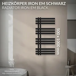 Design Badheizkörper Iron EM 500x1000 mm Schwarz matt Luxe Bath