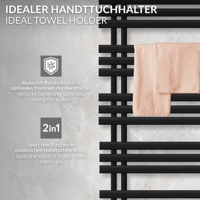 Design Badheizkörper Iron EM 500x1200 mm Schwarz matt Luxe Bath