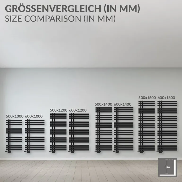 Design Badheizkörper Iron EM 500x1200 mm Schwarz matt Luxe Bath