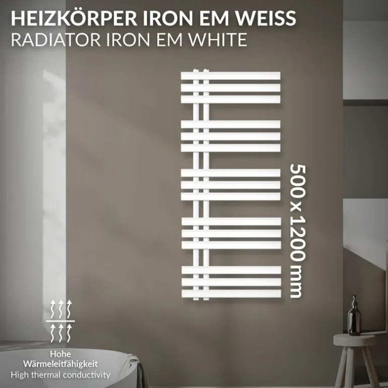 Design Badheizkörper Iron EM 500x1200 mm Weiß LuxeBath