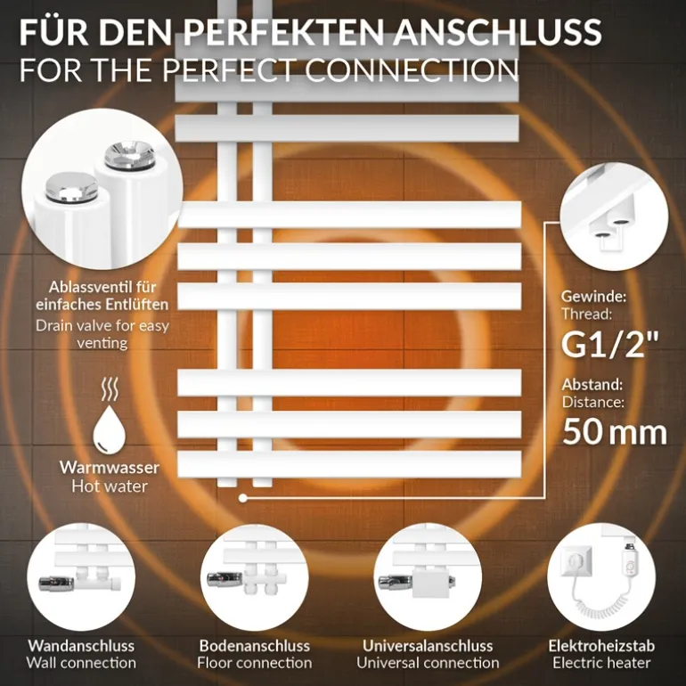 Design Badheizkörper Iron EM 500x1200 mm Weiß LuxeBath