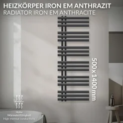 Design Badheizkörper Iron EM 500x1400 mm Anthrazit LuxeBath