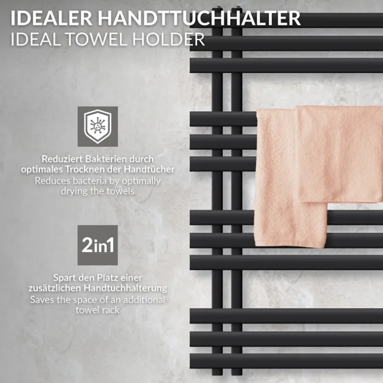 Design Badheizkörper Iron EM 600x1000 mm Schwarz matt Luxe Bath