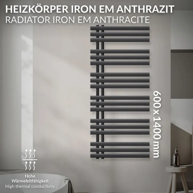 Design Badheizkörper Iron EM 600x1400 mm Anthrazit