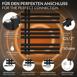 Design Badheizkörper Iron EM 600x1400 mm Schwarz matt Luxe Bath