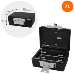 Dokumentenbox DIN A4 39x33x16 cm 7L Feuerfeste wasserdichte Dokumentenkassette