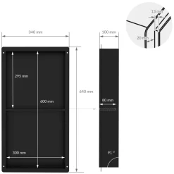 Duschnische 2 Ebenen 30x60 cm Schwarz aus Edelstahl Unterputz Rahmen Wandnische Duschablage LuxeBath