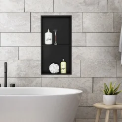 Duschnische 2 Ebenen 30x60 cm Schwarz aus Edelstahl Wandnische Duschablage LuxeBath