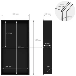 Duschnische 2 Ebenen 30x60 cm Schwarz aus Edelstahl Wandnische Duschablage LuxeBath