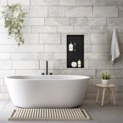 Duschnische 2 Ebenen 30x60 cm Schwarz aus Edelstahl Wandnische Duschablage LuxeBath