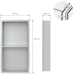 Duschnische 2 Ebenen 30x60 cm Silber aus Edelstahl Unterputz Rahmen Wandnische Duschablage LuxeBath
